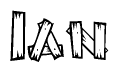 The clipart image shows the name Ian stylized to look like it is constructed out of separate wooden planks or boards, with each letter having wood grain and plank-like details.