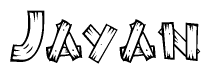 The clipart image shows the name Jayan stylized to look like it is constructed out of separate wooden planks or boards, with each letter having wood grain and plank-like details.
