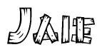 The image contains the name Jaie written in a decorative, stylized font with a hand-drawn appearance. The lines are made up of what appears to be planks of wood, which are nailed together