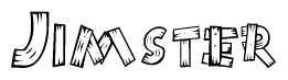 The clipart image shows the name Jimster stylized to look like it is constructed out of separate wooden planks or boards, with each letter having wood grain and plank-like details.