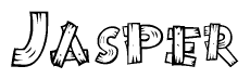 The clipart image shows the name Jasper stylized to look like it is constructed out of separate wooden planks or boards, with each letter having wood grain and plank-like details.