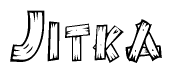 The clipart image shows the name Jitka stylized to look as if it has been constructed out of wooden planks or logs. Each letter is designed to resemble pieces of wood.