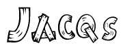 The clipart image shows the name Jacqs stylized to look like it is constructed out of separate wooden planks or boards, with each letter having wood grain and plank-like details.
