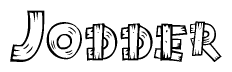 The clipart image shows the name Jodder stylized to look like it is constructed out of separate wooden planks or boards, with each letter having wood grain and plank-like details.