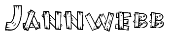The image contains the name Jannwebb written in a decorative, stylized font with a hand-drawn appearance. The lines are made up of what appears to be planks of wood, which are nailed together