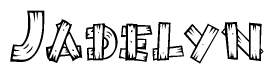 The clipart image shows the name Jadelyn stylized to look like it is constructed out of separate wooden planks or boards, with each letter having wood grain and plank-like details.