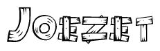 The clipart image shows the name Joezet stylized to look like it is constructed out of separate wooden planks or boards, with each letter having wood grain and plank-like details.