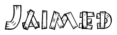 The clipart image shows the name Jaimed stylized to look like it is constructed out of separate wooden planks or boards, with each letter having wood grain and plank-like details.
