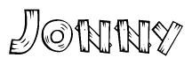 The clipart image shows the name Jonny stylized to look like it is constructed out of separate wooden planks or boards, with each letter having wood grain and plank-like details.