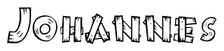 The clipart image shows the name Johannes stylized to look like it is constructed out of separate wooden planks or boards, with each letter having wood grain and plank-like details.