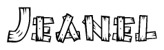 The clipart image shows the name Jeanel stylized to look like it is constructed out of separate wooden planks or boards, with each letter having wood grain and plank-like details.