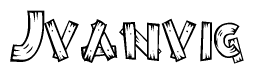 The clipart image shows the name Jvanvig stylized to look like it is constructed out of separate wooden planks or boards, with each letter having wood grain and plank-like details.