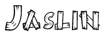 The clipart image shows the name Jaslin stylized to look like it is constructed out of separate wooden planks or boards, with each letter having wood grain and plank-like details.