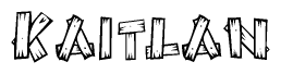 The clipart image shows the name Kaitlan stylized to look as if it has been constructed out of wooden planks or logs. Each letter is designed to resemble pieces of wood.