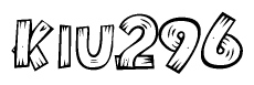 The clipart image shows the name Kiu296 stylized to look like it is constructed out of separate wooden planks or boards, with each letter having wood grain and plank-like details.