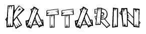 The clipart image shows the name Kattarin stylized to look like it is constructed out of separate wooden planks or boards, with each letter having wood grain and plank-like details.