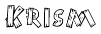 The clipart image shows the name Krism stylized to look like it is constructed out of separate wooden planks or boards, with each letter having wood grain and plank-like details.