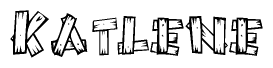 The clipart image shows the name Katlene stylized to look like it is constructed out of separate wooden planks or boards, with each letter having wood grain and plank-like details.