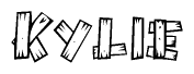 The clipart image shows the name Kylie stylized to look like it is constructed out of separate wooden planks or boards, with each letter having wood grain and plank-like details.