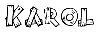 The clipart image shows the name Karol stylized to look like it is constructed out of separate wooden planks or boards, with each letter having wood grain and plank-like details.