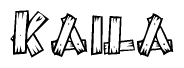 The clipart image shows the name Kaila stylized to look like it is constructed out of separate wooden planks or boards, with each letter having wood grain and plank-like details.