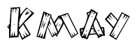 The clipart image shows the name Kmay stylized to look as if it has been constructed out of wooden planks or logs. Each letter is designed to resemble pieces of wood.