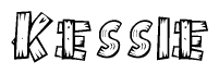 The clipart image shows the name Kessie stylized to look like it is constructed out of separate wooden planks or boards, with each letter having wood grain and plank-like details.