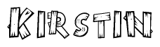 The clipart image shows the name Kirstin stylized to look as if it has been constructed out of wooden planks or logs. Each letter is designed to resemble pieces of wood.