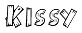 The clipart image shows the name Kissy stylized to look like it is constructed out of separate wooden planks or boards, with each letter having wood grain and plank-like details.