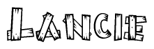 The clipart image shows the name Lancie stylized to look like it is constructed out of separate wooden planks or boards, with each letter having wood grain and plank-like details.