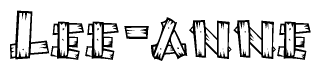 The clipart image shows the name Lee-anne stylized to look like it is constructed out of separate wooden planks or boards, with each letter having wood grain and plank-like details.
