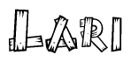 The clipart image shows the name Lari stylized to look like it is constructed out of separate wooden planks or boards, with each letter having wood grain and plank-like details.