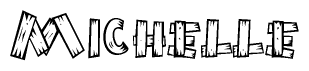 The clipart image shows the name Michelle stylized to look like it is constructed out of separate wooden planks or boards, with each letter having wood grain and plank-like details.