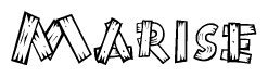 The clipart image shows the name Marise stylized to look like it is constructed out of separate wooden planks or boards, with each letter having wood grain and plank-like details.