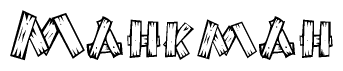 The clipart image shows the name Mahkmah stylized to look like it is constructed out of separate wooden planks or boards, with each letter having wood grain and plank-like details.