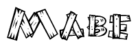 The clipart image shows the name Mabe stylized to look like it is constructed out of separate wooden planks or boards, with each letter having wood grain and plank-like details.
