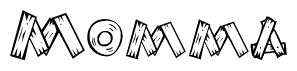 The clipart image shows the name Momma stylized to look like it is constructed out of separate wooden planks or boards, with each letter having wood grain and plank-like details.