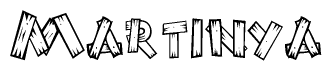 The image contains the name Martinya written in a decorative, stylized font with a hand-drawn appearance. The lines are made up of what appears to be planks of wood, which are nailed together