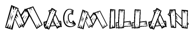 The image contains the name Macmillan written in a decorative, stylized font with a hand-drawn appearance. The lines are made up of what appears to be planks of wood, which are nailed together