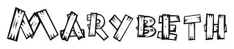 The clipart image shows the name Marybeth stylized to look as if it has been constructed out of wooden planks or logs. Each letter is designed to resemble pieces of wood.