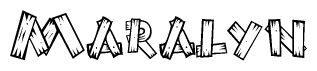 The clipart image shows the name Maralyn stylized to look like it is constructed out of separate wooden planks or boards, with each letter having wood grain and plank-like details.