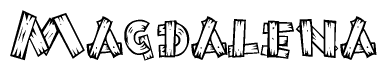The clipart image shows the name Magdalena stylized to look like it is constructed out of separate wooden planks or boards, with each letter having wood grain and plank-like details.