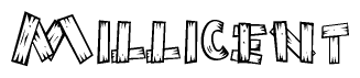 The clipart image shows the name Millicent stylized to look like it is constructed out of separate wooden planks or boards, with each letter having wood grain and plank-like details.