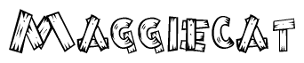 The clipart image shows the name Maggiecat stylized to look as if it has been constructed out of wooden planks or logs. Each letter is designed to resemble pieces of wood.