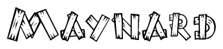 The image contains the name Maynard written in a decorative, stylized font with a hand-drawn appearance. The lines are made up of what appears to be planks of wood, which are nailed together