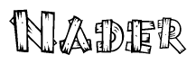The clipart image shows the name Nader stylized to look like it is constructed out of separate wooden planks or boards, with each letter having wood grain and plank-like details.