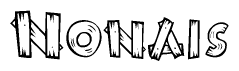 The clipart image shows the name Nonais stylized to look like it is constructed out of separate wooden planks or boards, with each letter having wood grain and plank-like details.
