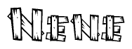 The clipart image shows the name Nene stylized to look like it is constructed out of separate wooden planks or boards, with each letter having wood grain and plank-like details.