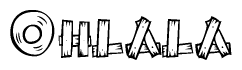 The clipart image shows the name Ohlala stylized to look like it is constructed out of separate wooden planks or boards, with each letter having wood grain and plank-like details.