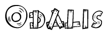 The clipart image shows the name Odalis stylized to look as if it has been constructed out of wooden planks or logs. Each letter is designed to resemble pieces of wood.